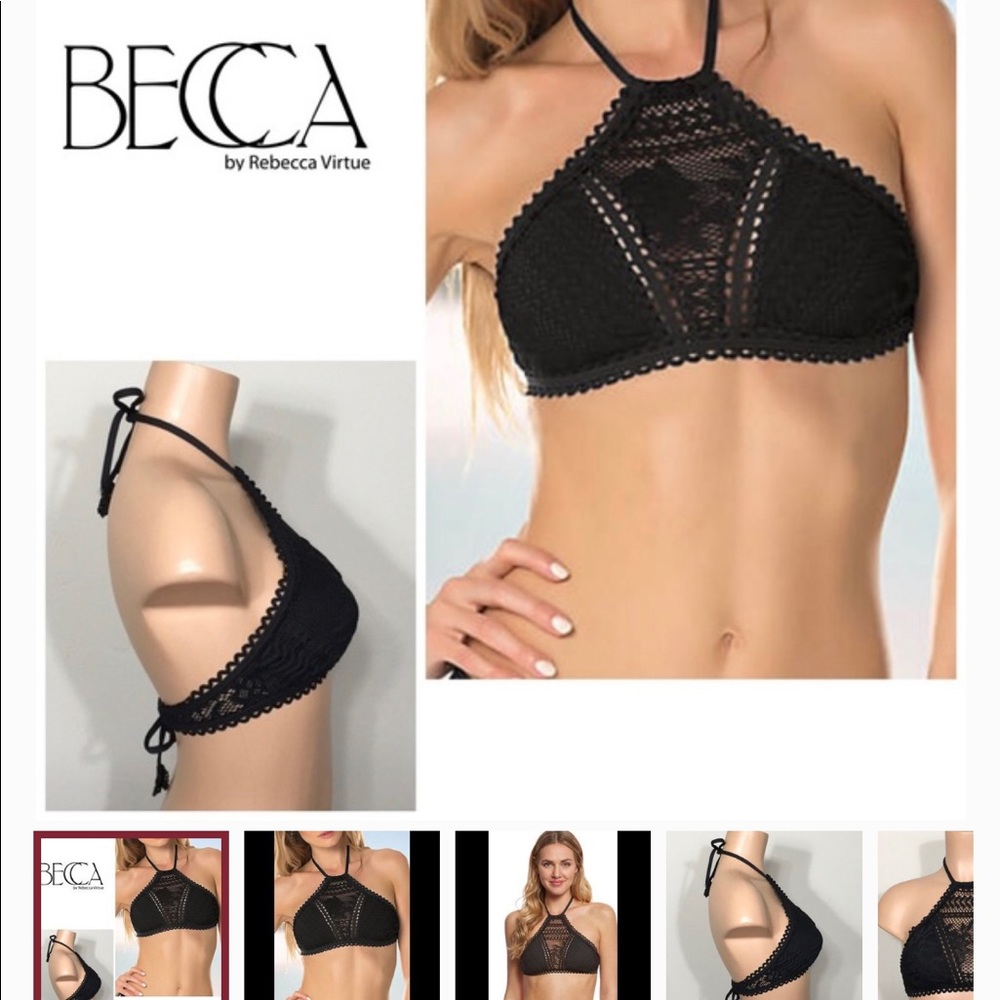 Becca high neck crochet bikini top. NWT